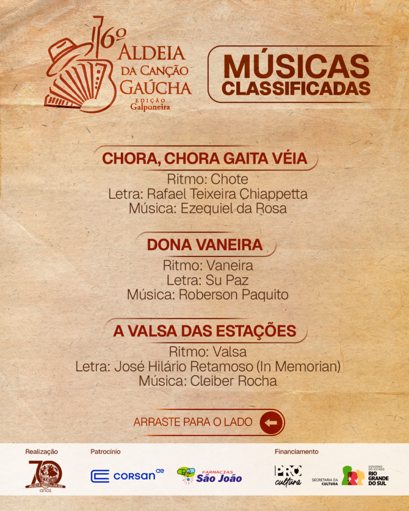 Carrossel Aldeia da canção - Musicas classificadas 3