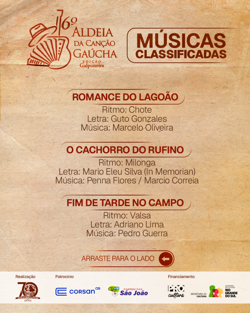 Carrossel Aldeia da canção - Musicas classificadas 4